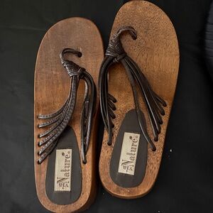 Brown Leather Sandals with Fringe